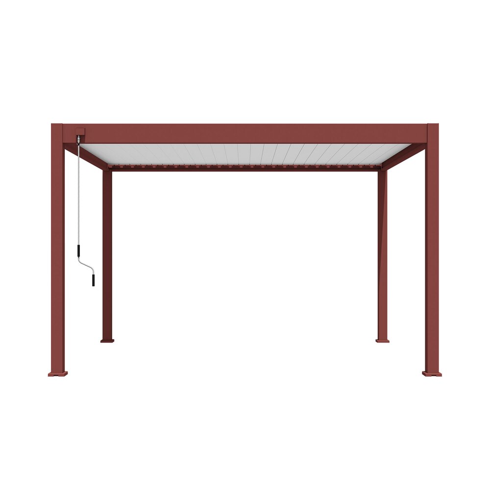 Pergola bioclimatica autoportante 3x4 m in alluminio rosso