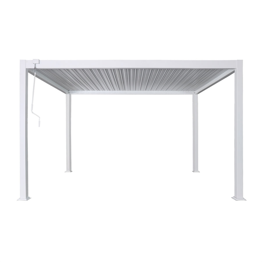 Pergola bioclimatica da esterno 3x3 m in alluminio bianco e tetto regolabile - Alma