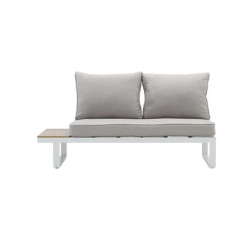 Salotto da giardino angolare per 5 persone bianco CLARA NATERIAL con cuscini in poliestere grigio