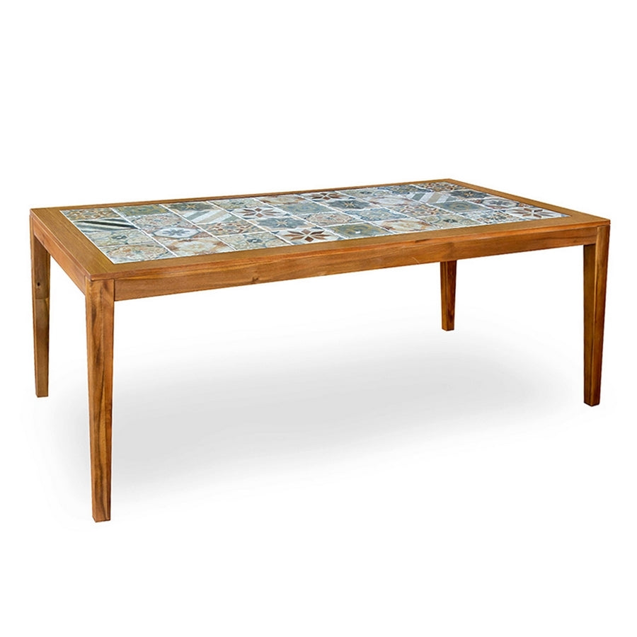 Tavolo in legno di acacia 200x100cm con top in piastrelle - Sorrento