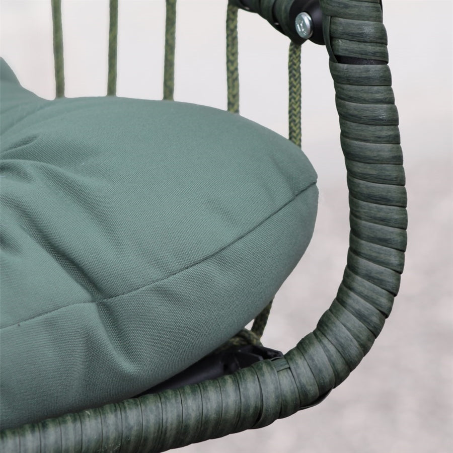 Poltrona sospesa richiudibile da giardino con cuscino verde - Rawak