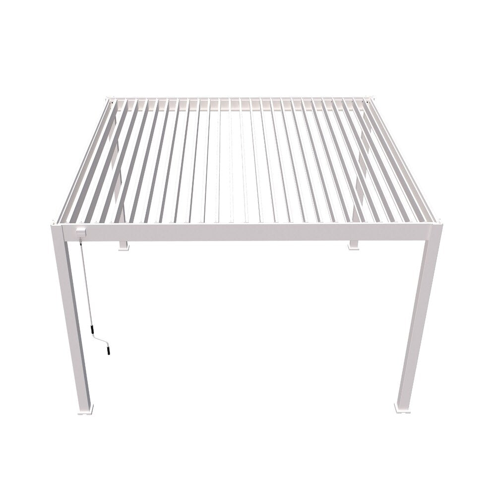 Pergola bioclimatica autoportante 4x4 m in alluminio bianco