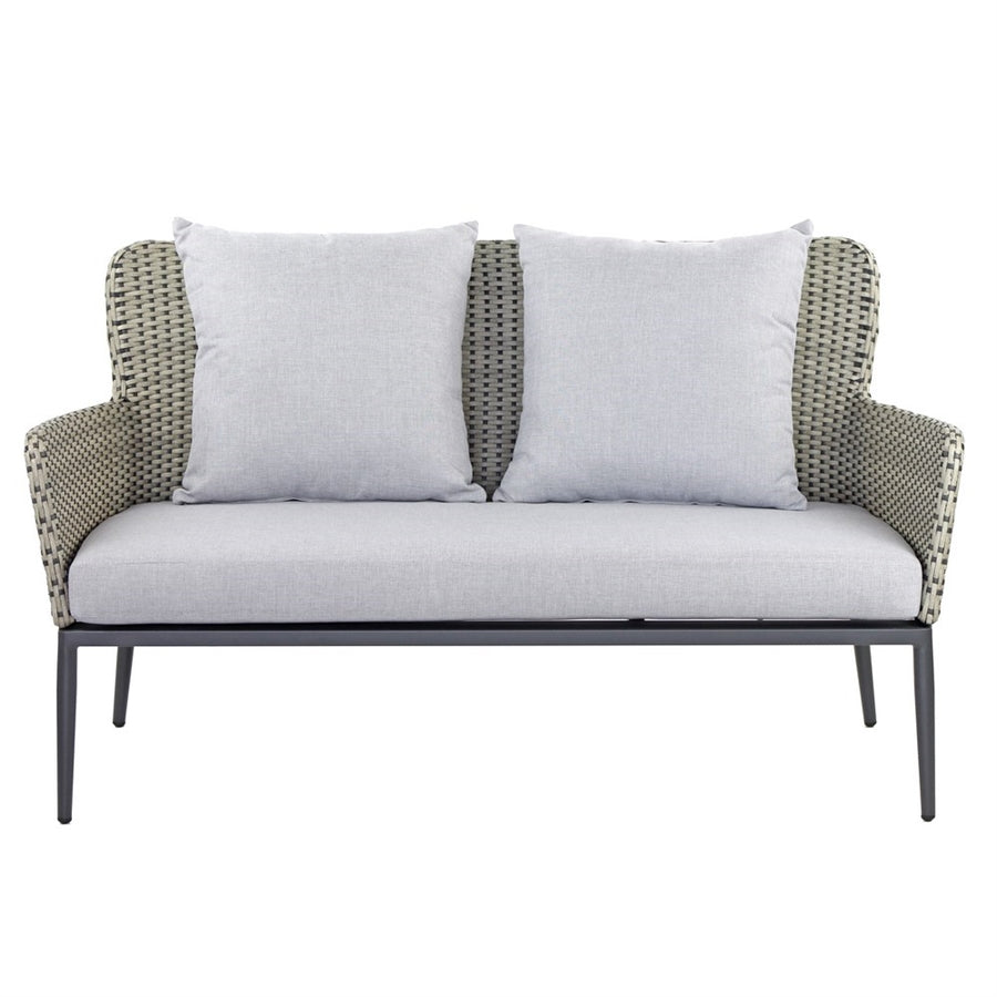 Set divano, poltrone e tavolino da giardino in alluminio e rattan pe Luxury