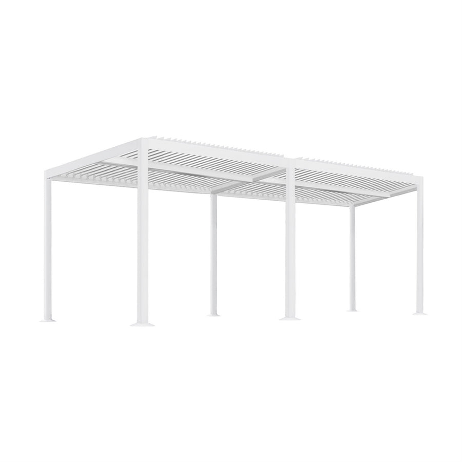 Pergola 3x6 bioclimatica autoportante in alluminio bianca con LED solare - Eden