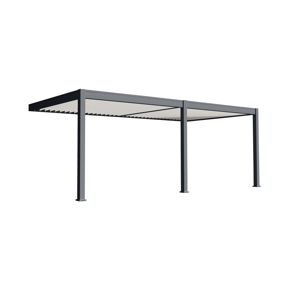 Pergola bioclimatica addossata 3x6 m nei colori antracite e beige - LENOX