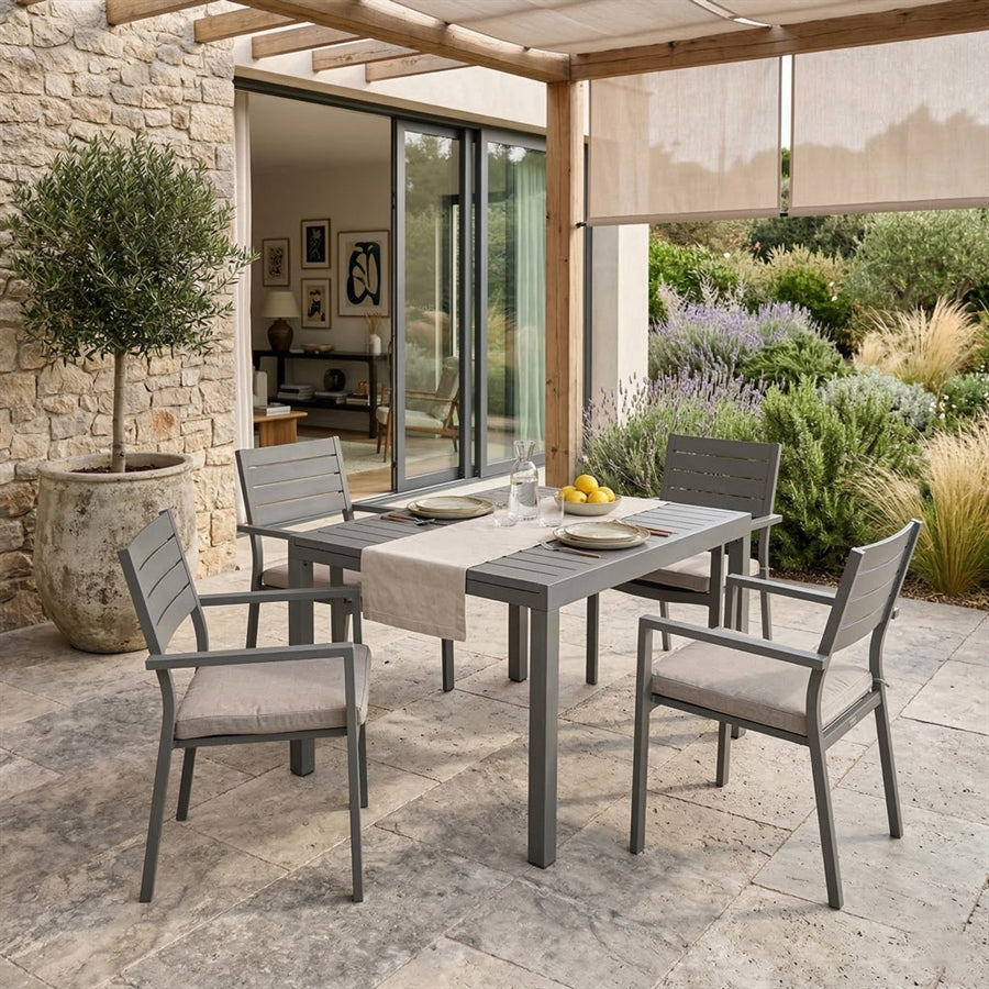 Set da 4 sedie da giardino Chicca grigie con struttura in alluminio