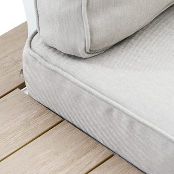 Salotto da giardino angolare per 5 persone bianco CLARA NATERIAL con cuscini in poliestere grigio