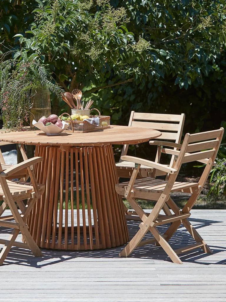 UDBYNEDER Tavolo Ø120 cm + 4 VESTERHAVET Sedie teak