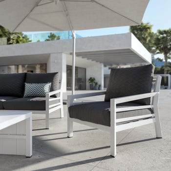 Salotto da giardino angolare per 6 persone bianco Augus NATERIAL con cuscini in poliestere