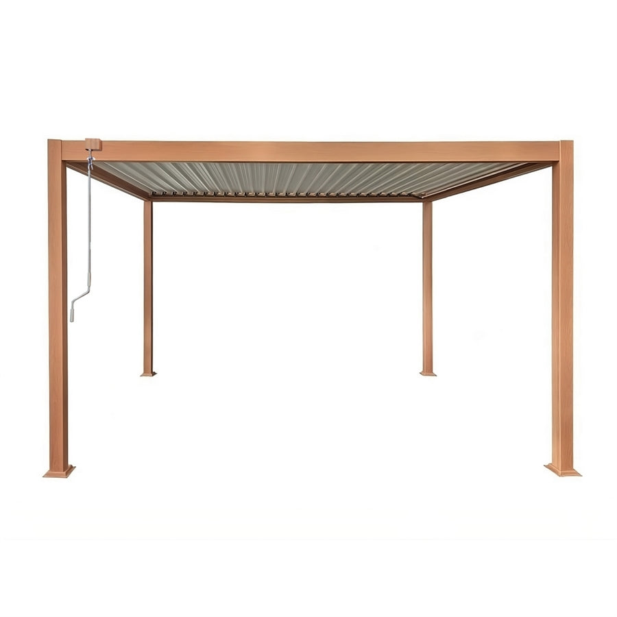 Pergola bioclimatica da esterno 3x3 m in alluminio effetto legno - Alma