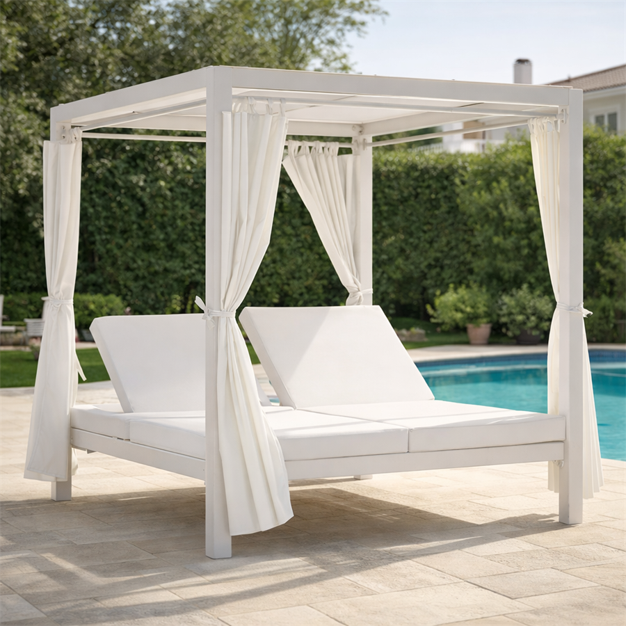 Gazebo con letti da giardino 2 posti
