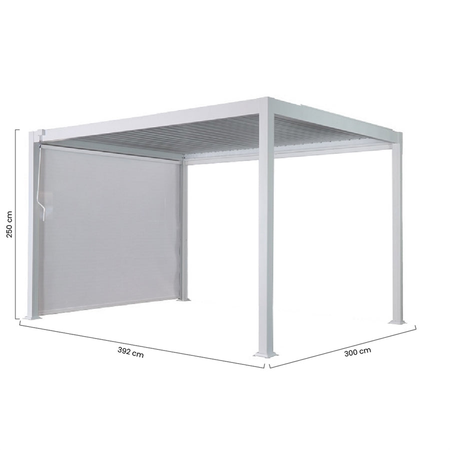 Pergola bioclimatica da esterno 3x4 m in alluminio bianco e tetto regolabile - Alma
