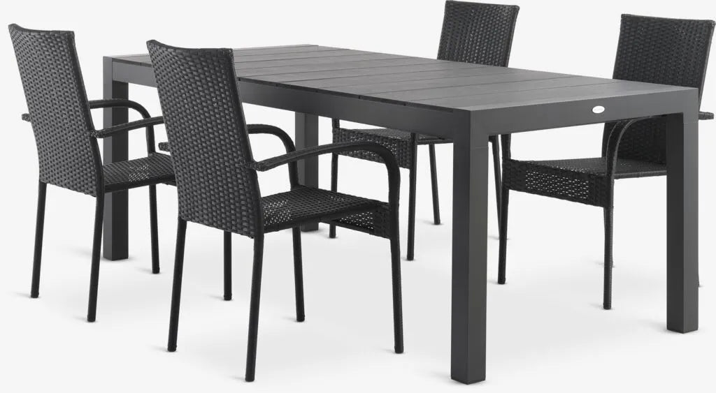TYDAL Tavolo L208/272 cm + 4 GUDHJEM Sedie nero