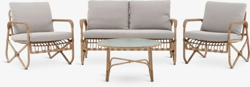 Salotto da giardino FJAND 4 posti naturale effetto bambù