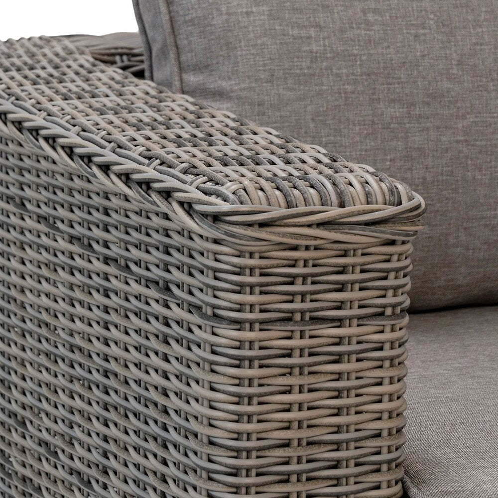 Set da giardino a 5 posti con poltrona e tavolino in finto rattan grigio