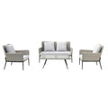 Set divano, poltrone e tavolino da giardino in alluminio e rattan pe Luxury