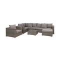 Set da giardino a 5 posti con poltrona e tavolino in finto rattan grigio