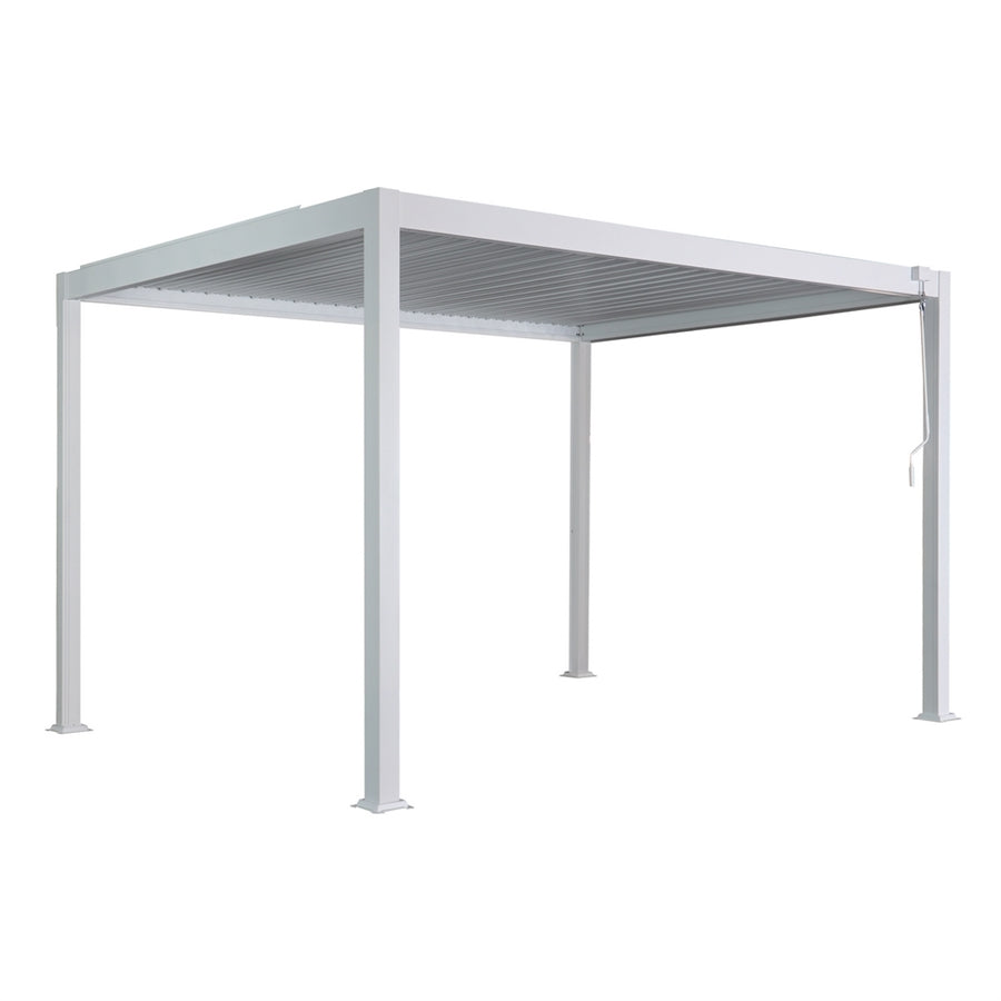 Pergola bioclimatica da esterno 3x3 m in alluminio bianco e tetto regolabile - Alma