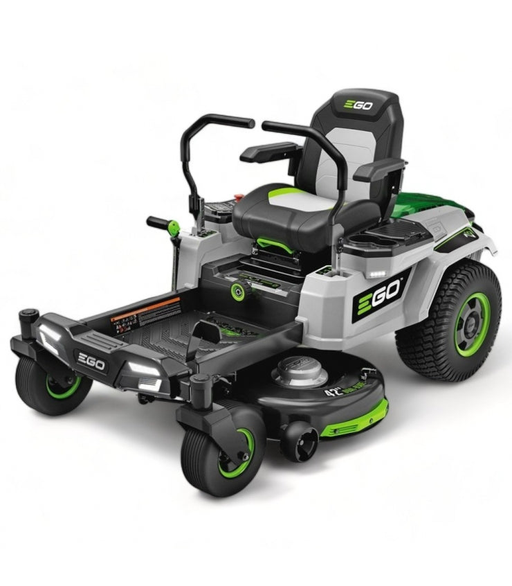 Trattorino rasaerba elettrico, rotazione zero, larghezza di taglio 107 cm, 4 batterie da 56 V 10 Ah - EGO ZT4201E