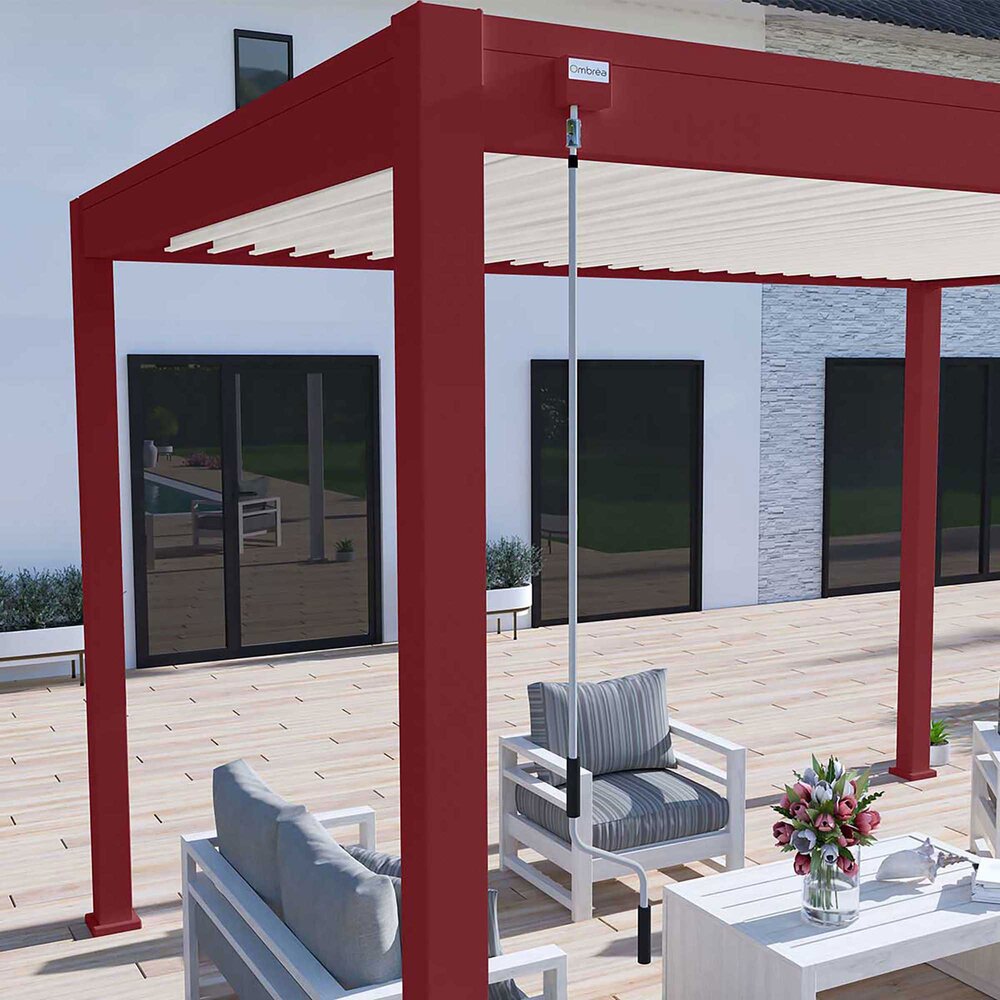 Pergola bioclimatica autoportante 3x4 m in alluminio rosso