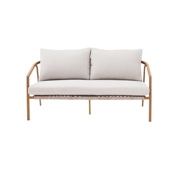 Salotto da giardino Gaia NATERIAL in alluminio effetto legno con piano tavolo in ceramica per 4 persone