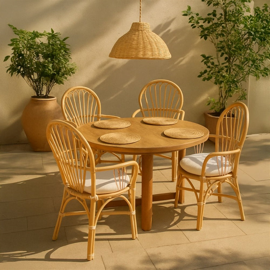 Sedia da giardino in rattan naturale e cuscino 86x61x70 cm - Hadi