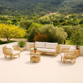 Salotto da giardino in rattan naturale con cuscini ecrù - Miles