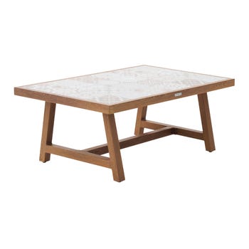 Salotto da giardino Gaia NATERIAL in alluminio effetto legno con piano tavolo in ceramica per 4 persone