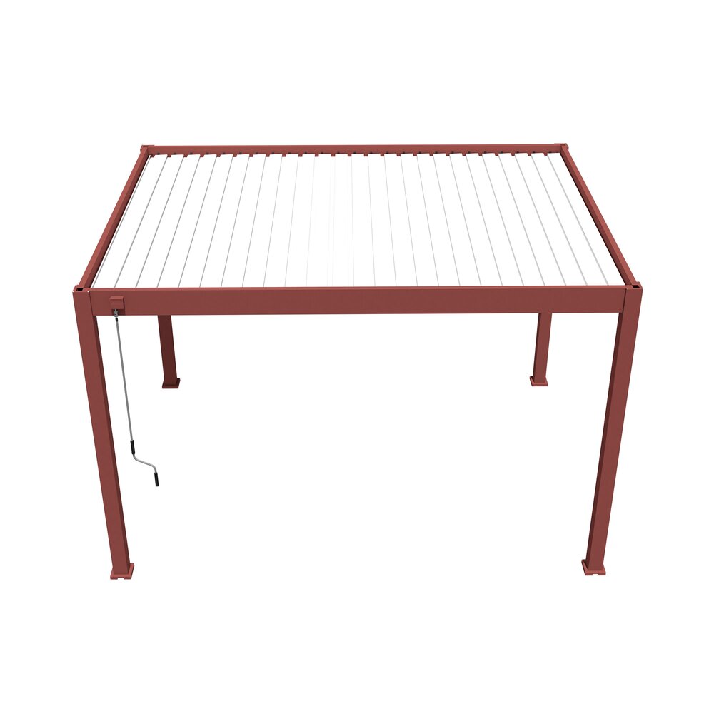 Pergola bioclimatica autoportante 3x4 m in alluminio rosso