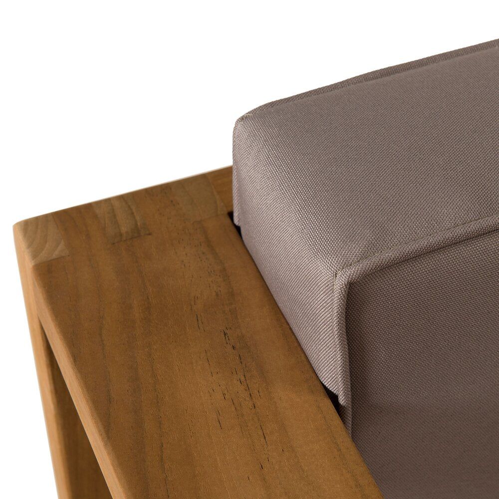 Set da giardino in teak a 5 posti con cuscini grigi - LOUNGY