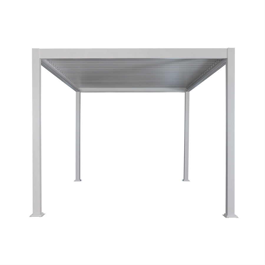 Pergola bioclimatica da esterno 3x3 m in alluminio bianco e tetto regolabile - Alma