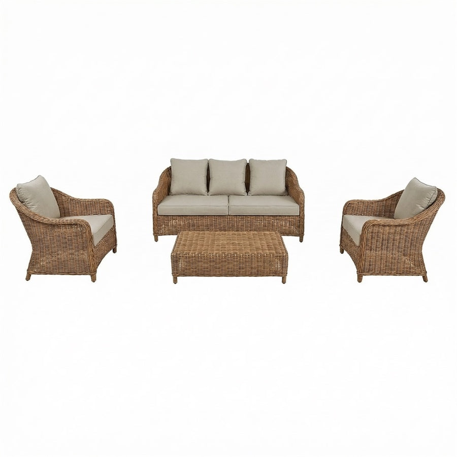 Set divano poltrone e tavolo da giardino in rattan Kalef