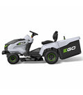 Rasaerba a trattorino EGO TR3801E-B: larghezza di taglio 98 cm, sacco di raccolta erba da 300 litri e kit mulching, 6 batterie da 12 Ah e caricabatterie rapido.