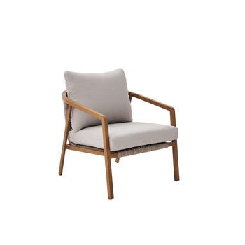 Salotto da giardino Gaia NATERIAL in alluminio effetto legno con piano tavolo in ceramica per 4 persone