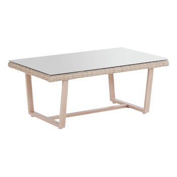 Salotto da giardino per 5 persone beige Medena NATERIAL con cuscini in poliestere bianco