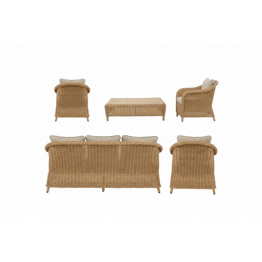 Set divano poltrone e tavolo da giardino in rattan Kalef