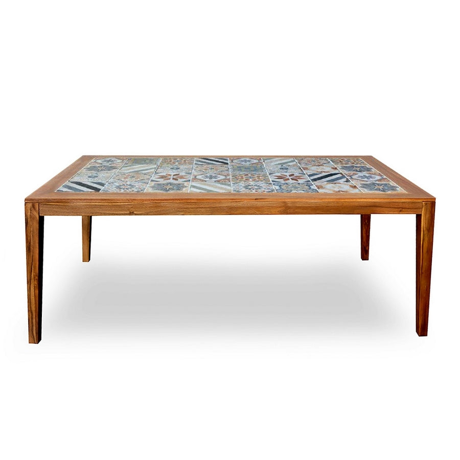 Tavolo in legno di acacia 200x100cm con top in piastrelle - Sorrento