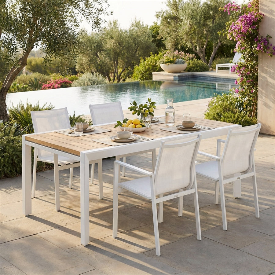 Tavolo allungabile in alluminio e legno 200-300x100x075- Olbia