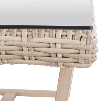 Salotto da giardino per 5 persone beige Medena NATERIAL con cuscini in poliestere bianco