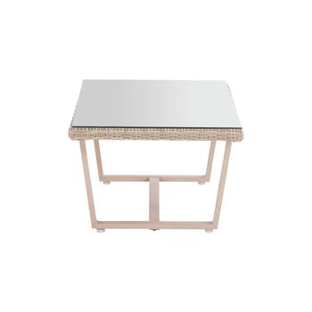 Salotto da giardino per 5 persone beige Medena NATERIAL con cuscini in poliestere bianco