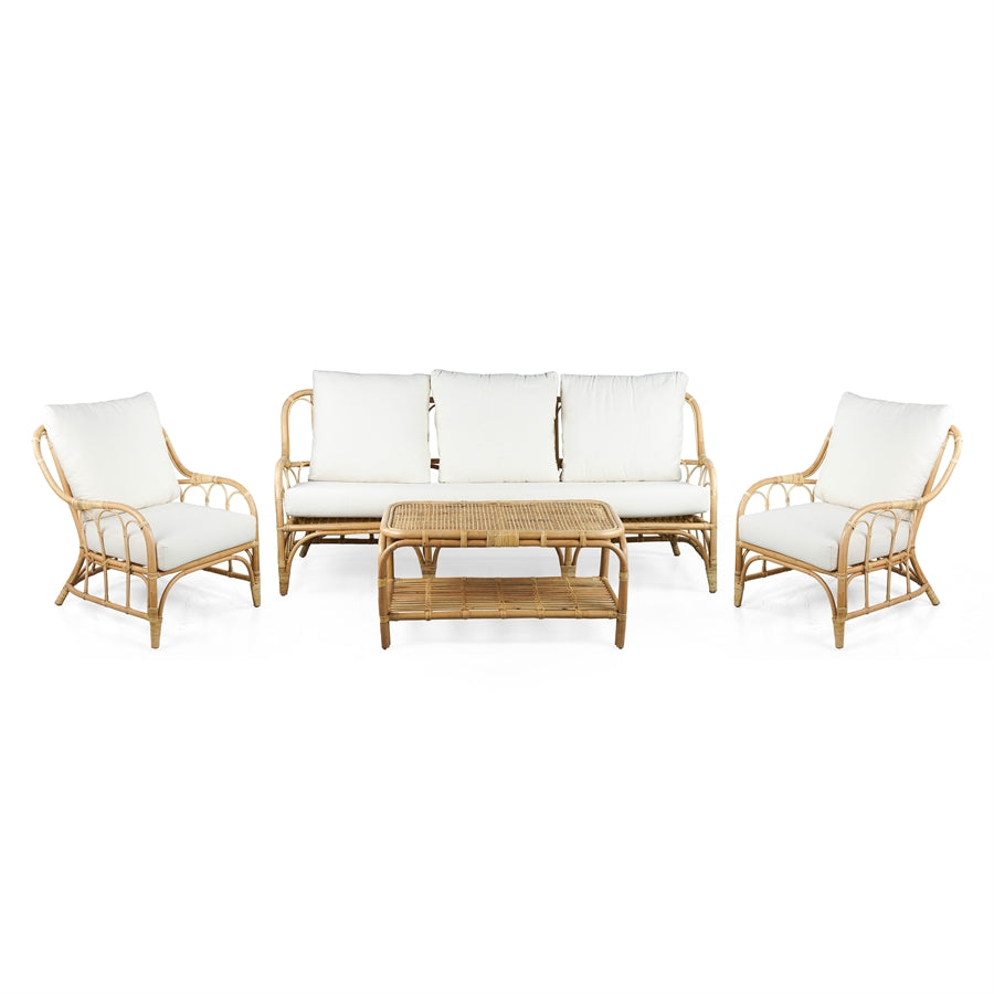 Set da giardino in rattan naturale con divano e 2 poltrone - Giuko