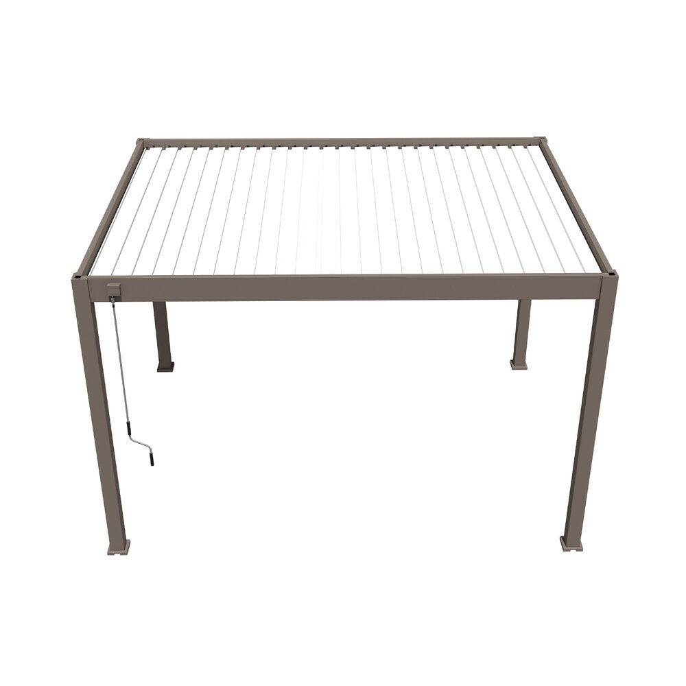 Pergola bioclimatica autoportante 3x4 m in alluminio color tortora