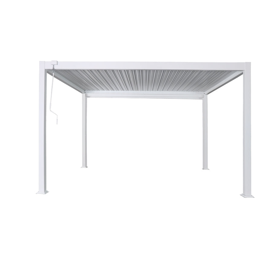 Pergola bioclimatica da esterno 3x4 m in alluminio bianco e tetto regolabile - Alma