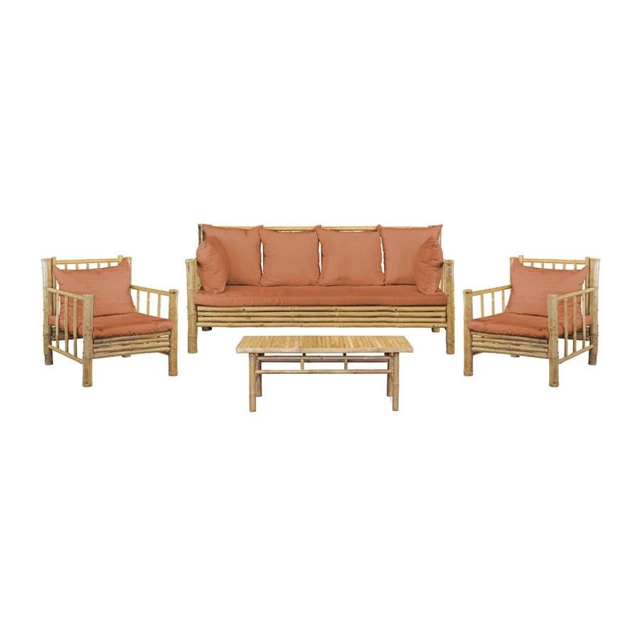 Set da giardino in legno di bambù con cuscini terra inclusi - Yasmin