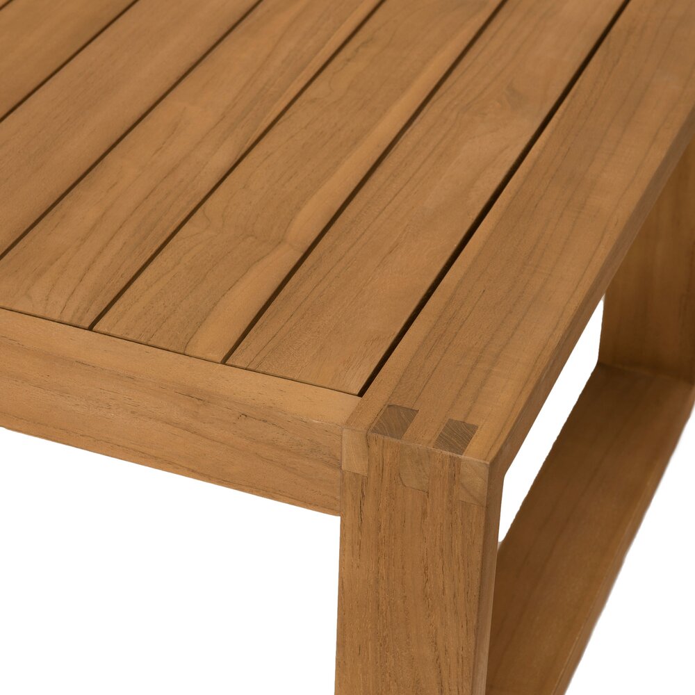 Set da giardino in teak a 5 posti con cuscini grigi - LOUNGY