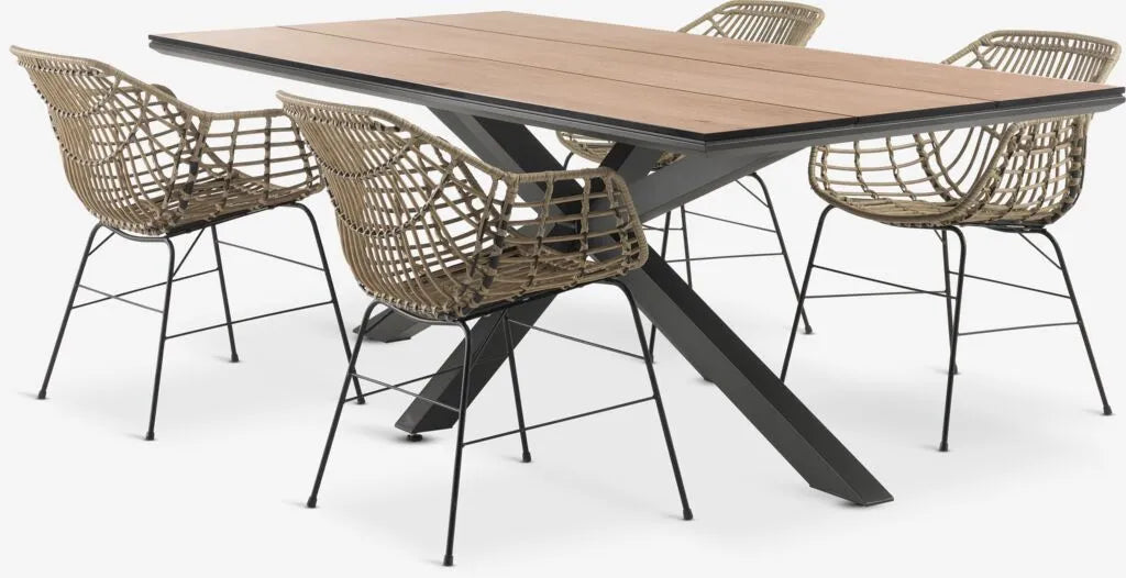 YPNASTED Tavolo L215 cm + 4 ILDERHUSE Sedie naturale