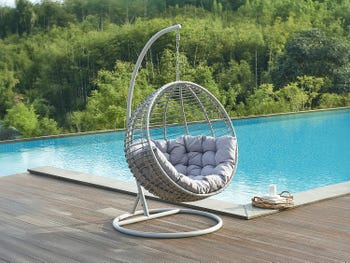 Poltrona sospesa in resina intrecciata Grigio - BONTOC di MYLIA