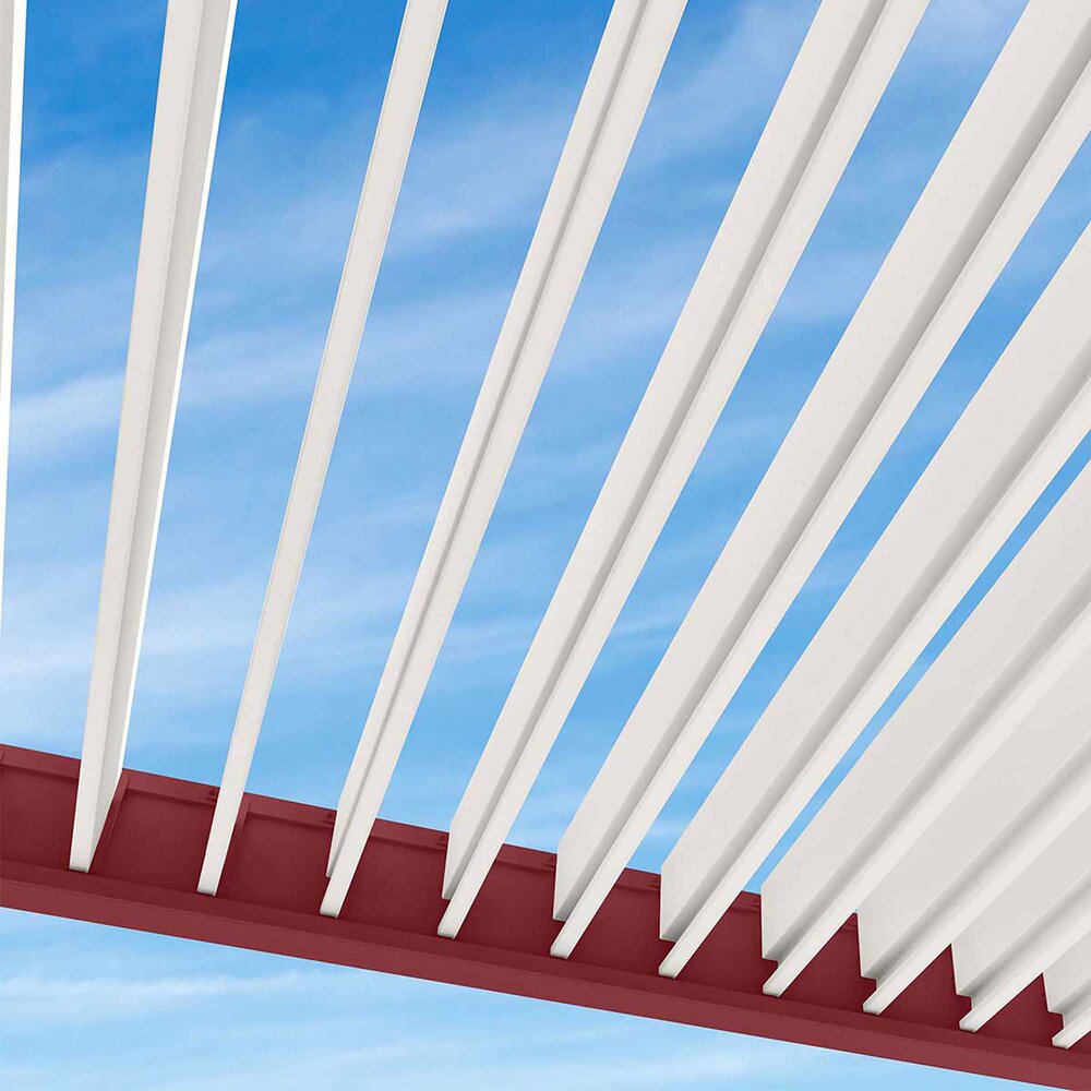 Pergola bioclimatica autoportante 3x4 m in alluminio rosso