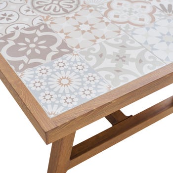 Salotto da giardino Gaia NATERIAL in alluminio effetto legno con piano tavolo in ceramica per 4 persone